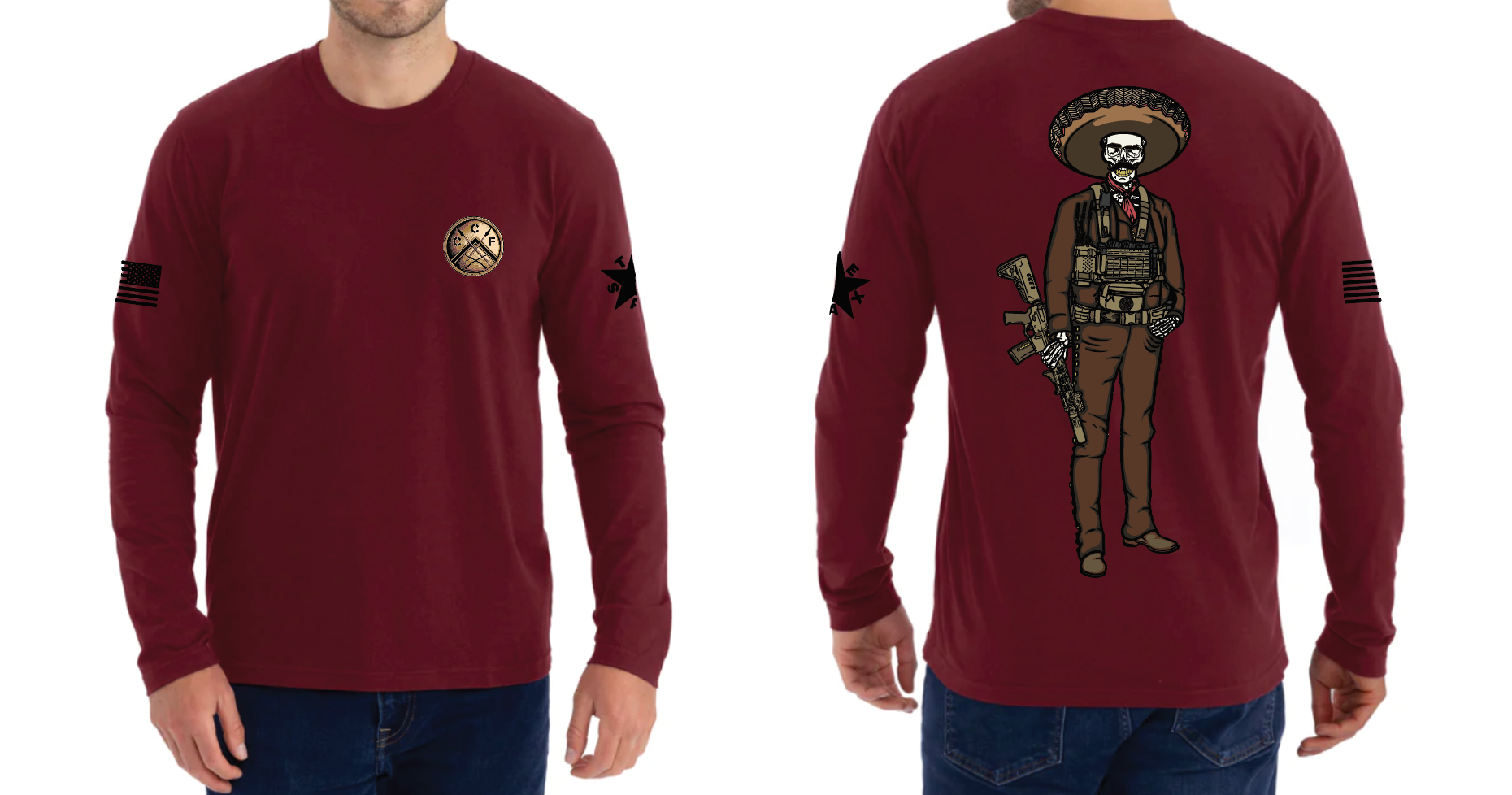 Tactical Charro Burgundy Long Sleeve Shirt